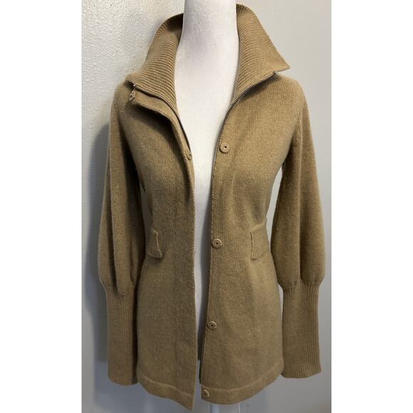 VTG 100% Cashmere Sweater XS Zip Up Jacket Military Saks Fifth Avenue 80s/90s - Picture 5 of 16
